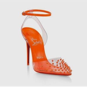 Christian Louboutin SPIKOO 100 PVC Spiked Studded Heels Sandals Shoes Size 6.5